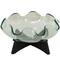 16" Clear Glass Kitchen Serving Bowl with Black Wooden Stand